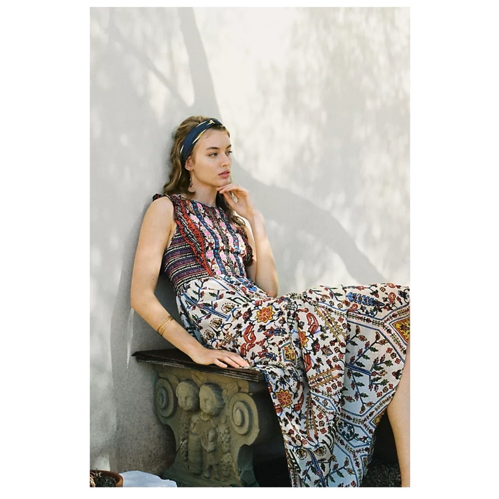SOLD Anthropologie Vineet Bahl Valerie Embroidered Maxi Dress - Picture 2 of 9